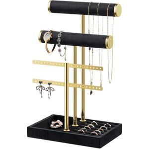 Jewelry Organizer Women Black 3 Tier Velvet Bracelet Watch Display Stand
